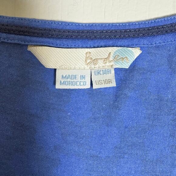 Boden 10R Knit Sleeveless Dress Gathered Middle Waist Defined Blue Abstract Dot - Picture 2 of 4